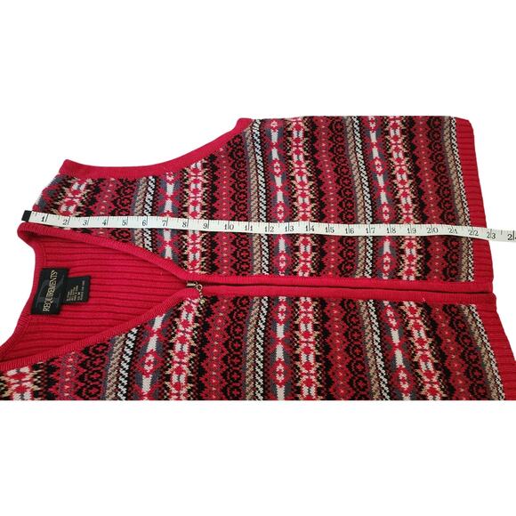 VTG 90's Requirements Red Zip Up Nordic Knit Sweater Vest Womens Size Medium - Picture 6 of 8